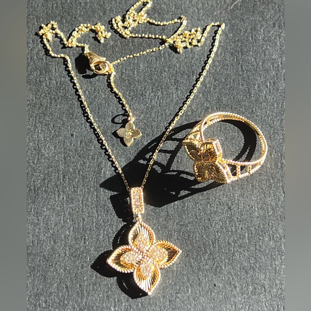 18k gold Necklace and Ring Set - Picture 1 of 15